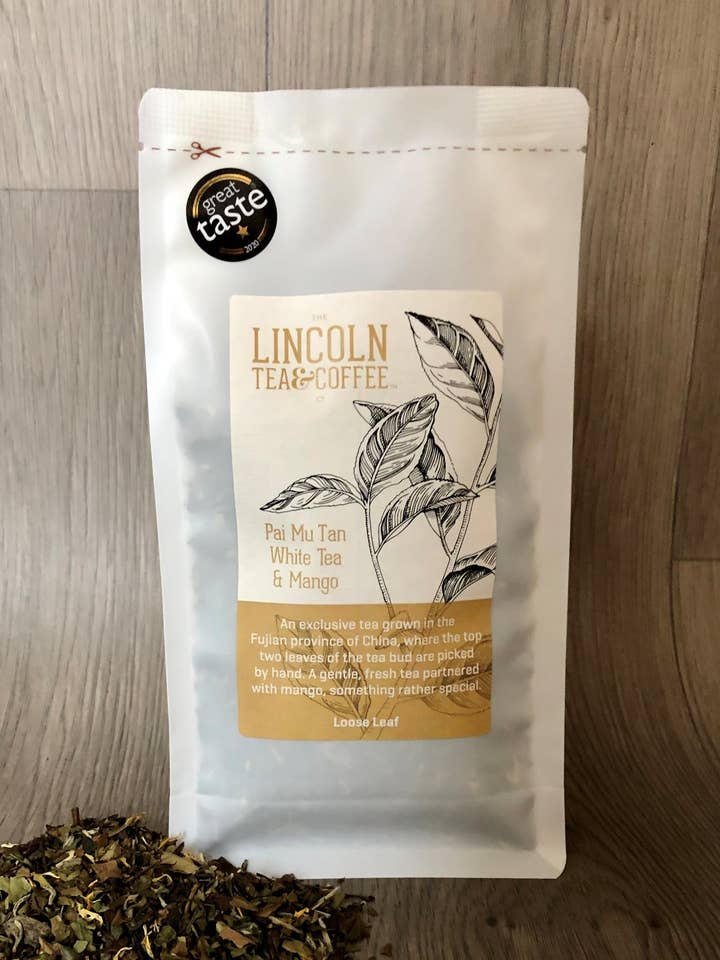 Pai Mu Tan White Tea and Mango 100g Loose Leaf for wholesale by The Lincoln Tea & Coffee Co