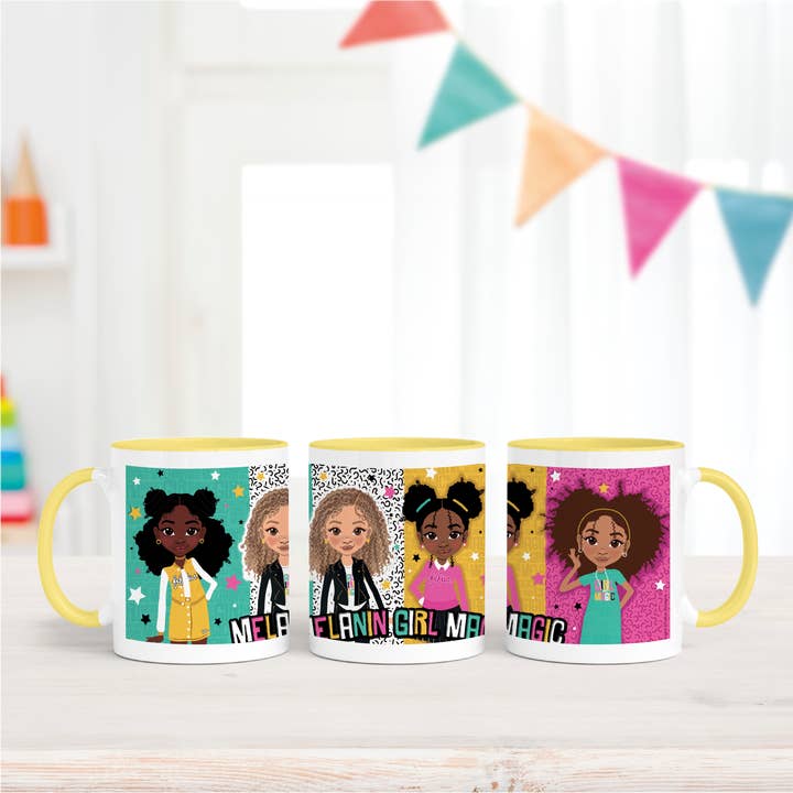 Mug en céramique Melanin Girl Magic | Cadeau stimulant pour filles | Cadeau d'anniversaire et de Noël pour filles pour la vente par Fefus Designs