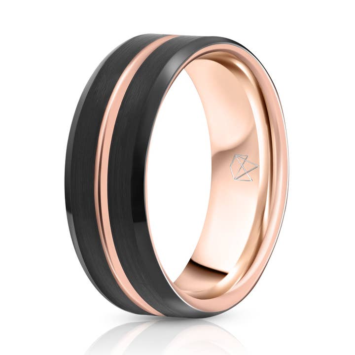 Black Tungsten Ring - Rose Gold Infinity for wholesale by EMBR