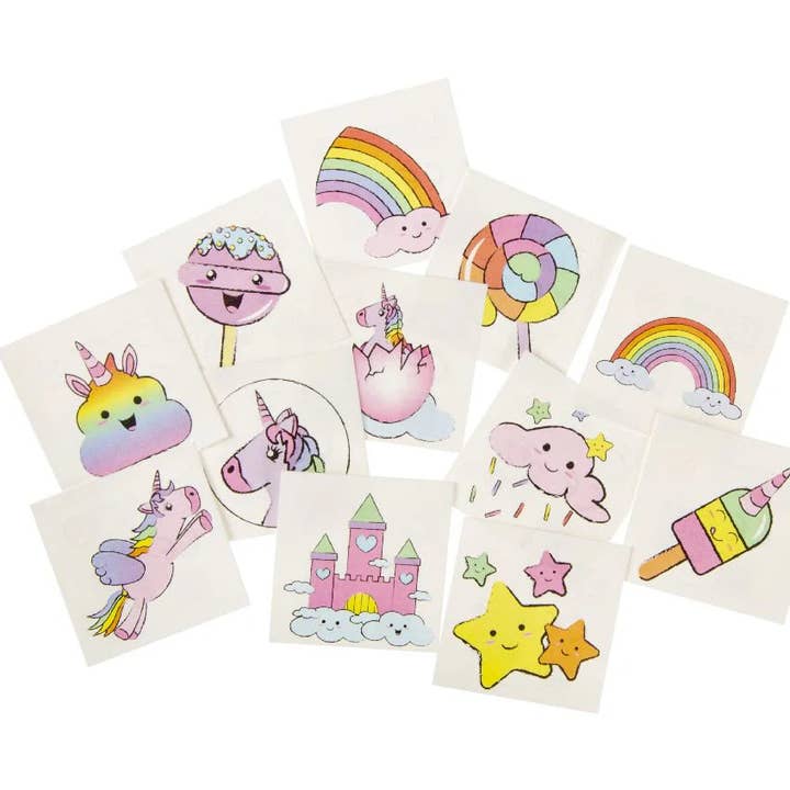 12 Pieces Unicorn Tattoos for wholesale by Kids Party Craft