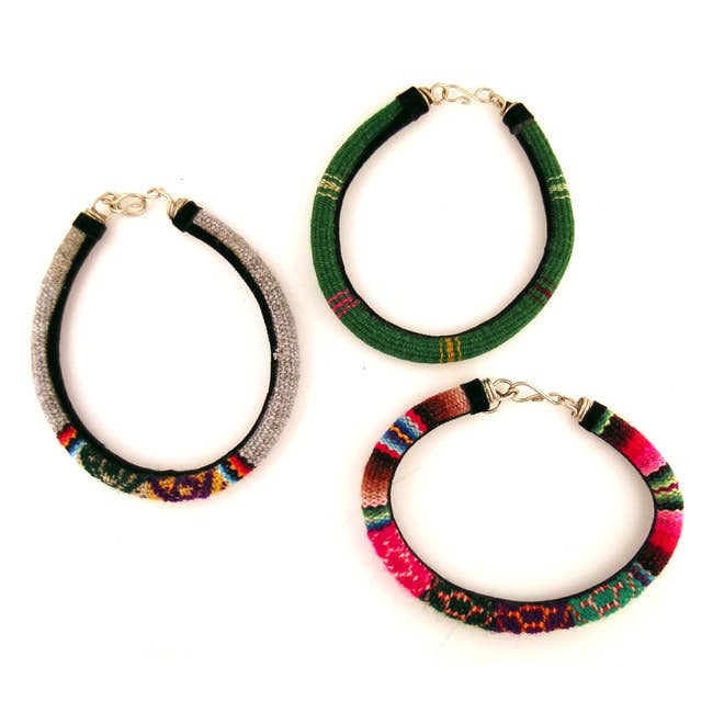 Sanyork Fair Trade - Wholesale Woven/Braided Bracelet - Cuzco Manta Inca Friendship Hand Woven Fabric Leather0