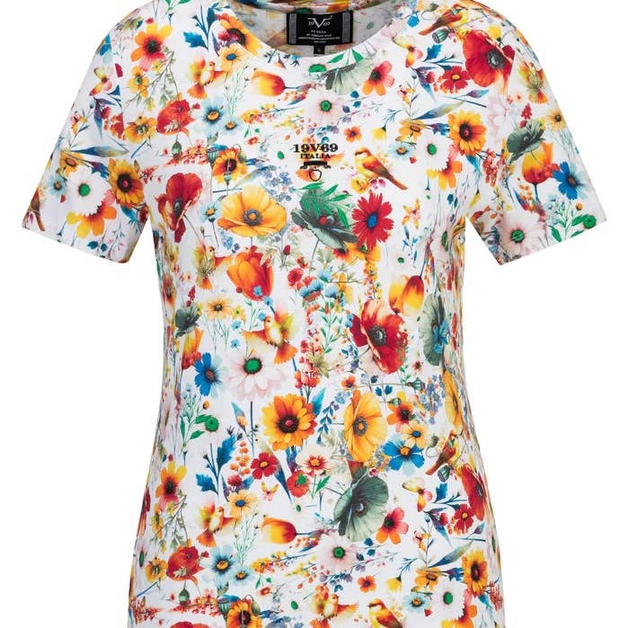 BELLA Flower Round Neck T-shirt- AOP for wholesale by Versace 19.69 Abbigliamento Sportivo SRL