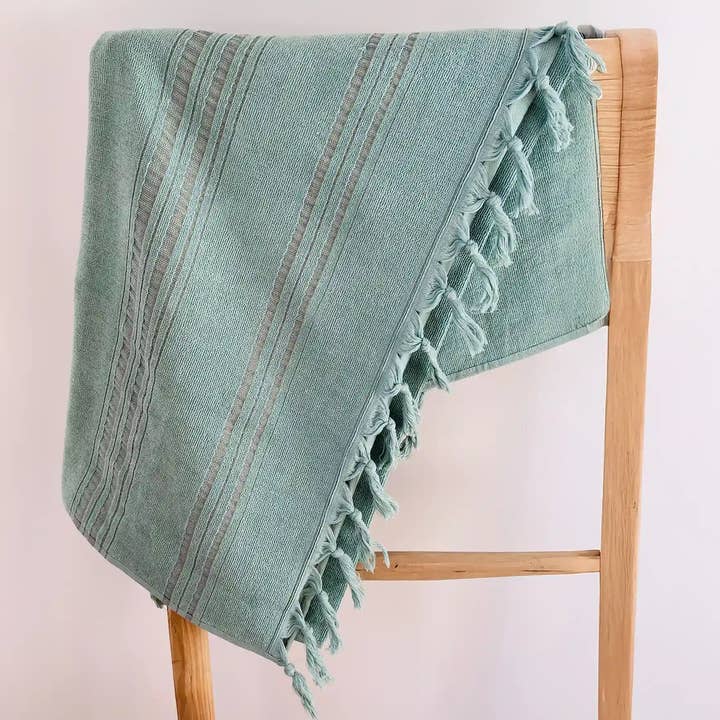 Karawan Authentic – Großhandel Badehandtuch – FOUTA AUS BIO-BAUMWOLLE - Kollektion DOLCE - Jadefarbe3