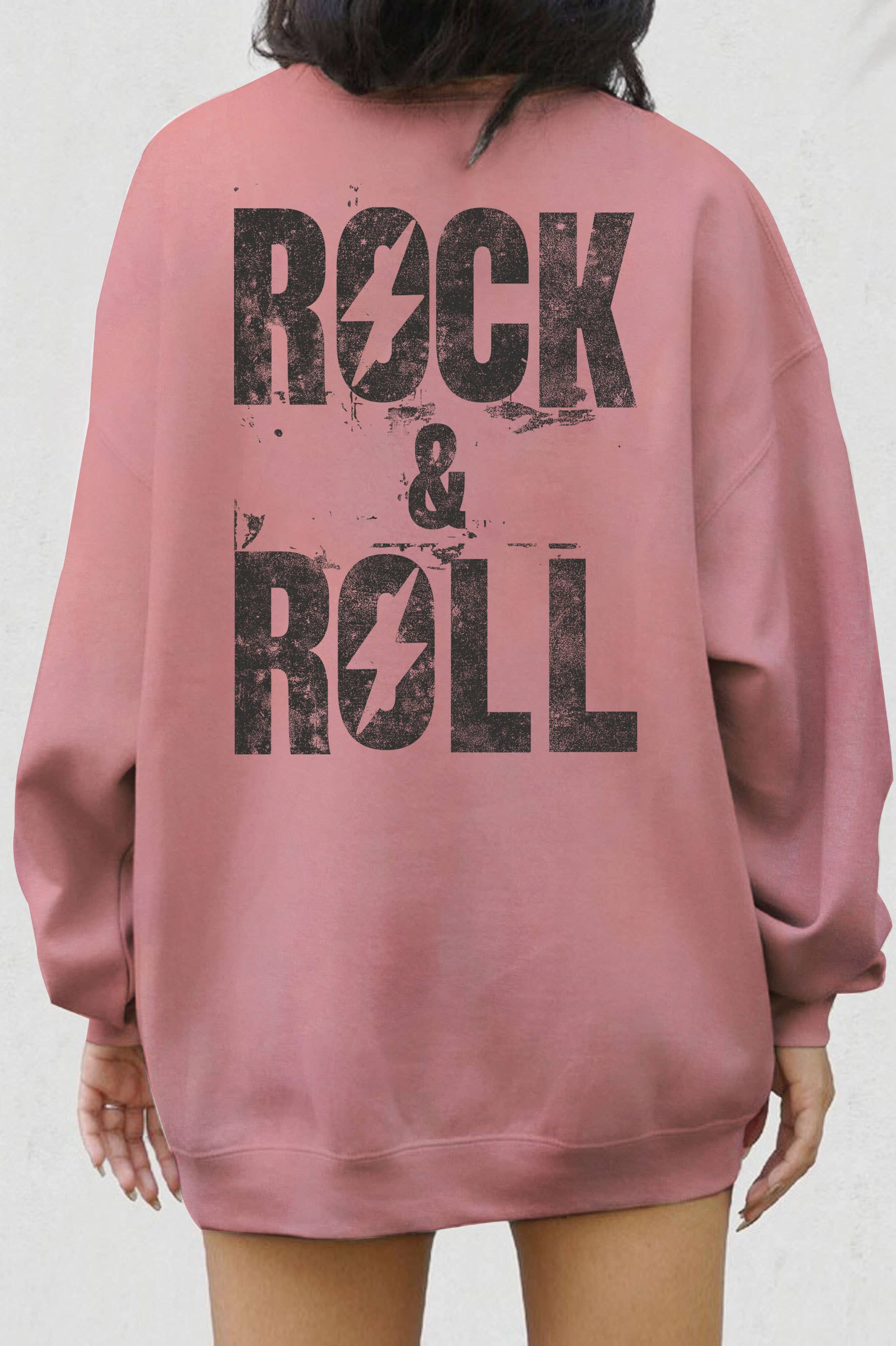 Rustee Clothing - Wholesale Graphic Sweatshirt - Women's - ROCK AND ROLL OVERSIZE GRAPHIC TERRY SWEATSHIRTS0