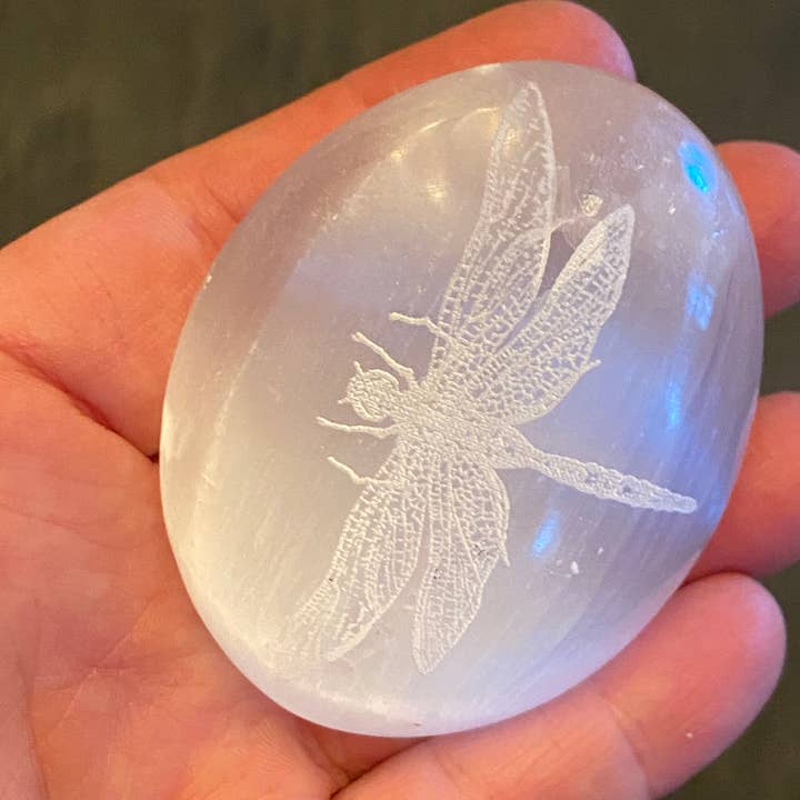 Zen and Meow - Wholesale Spiritual Stone/Crystal - Engraved Selenite Dragonfly1