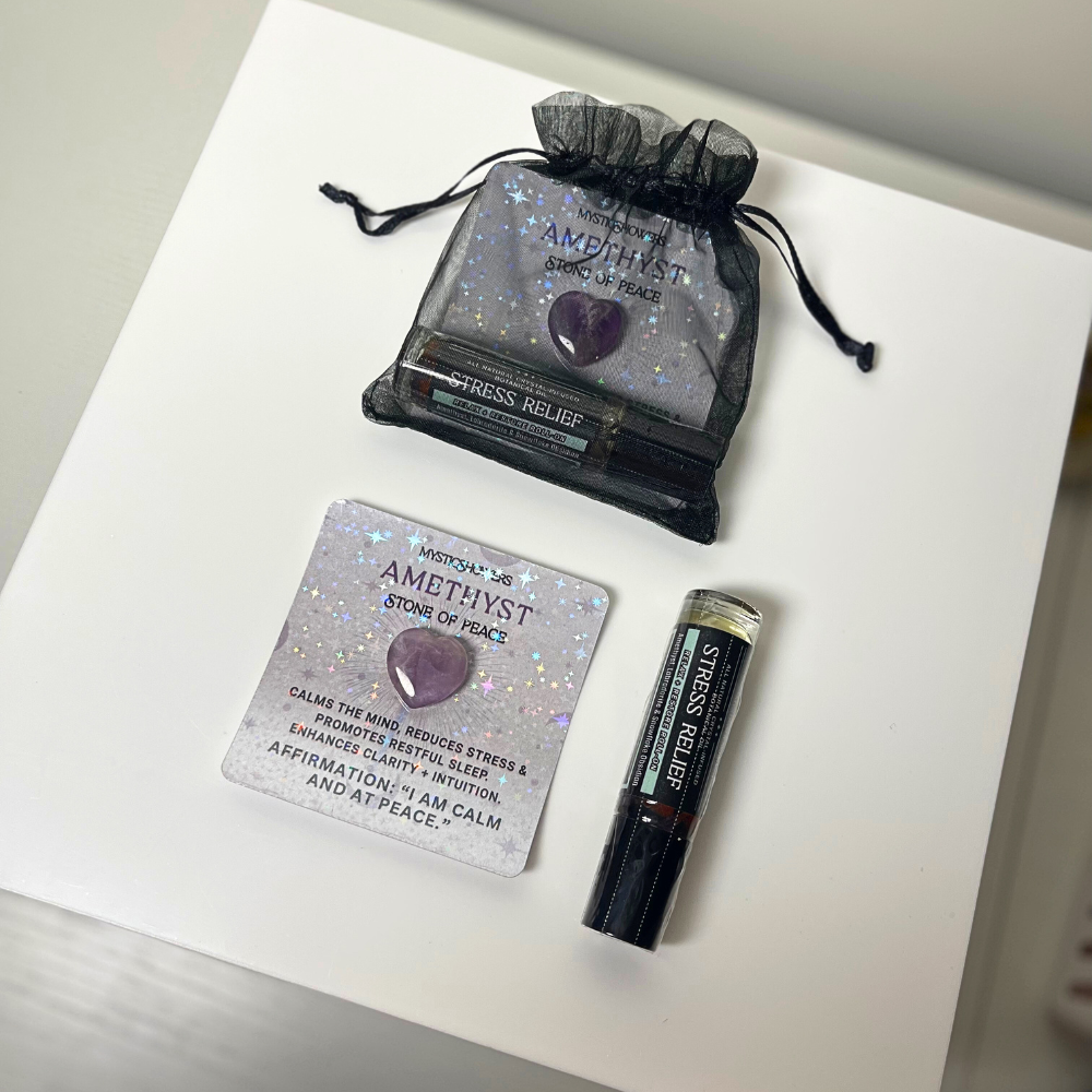 Mystic Showers - Wholesale Meditation Supplies - Crystal + Rollerball Duo | Calm Intention Set Bundle Kit2