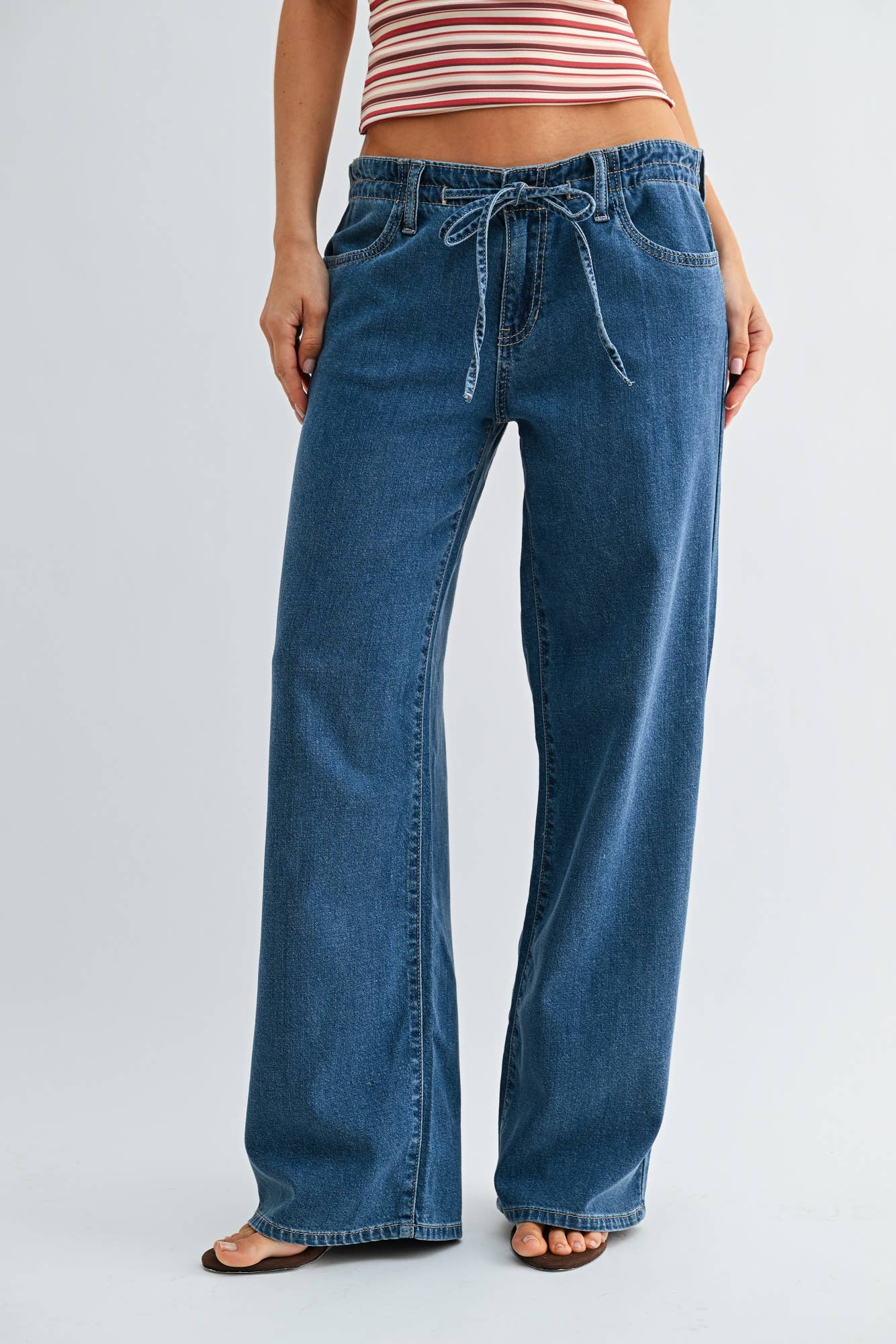 JBD - Wholesale Jeans - Women's - DP795-L - MD - Lightweight Linen Drawstring Wide Leg1