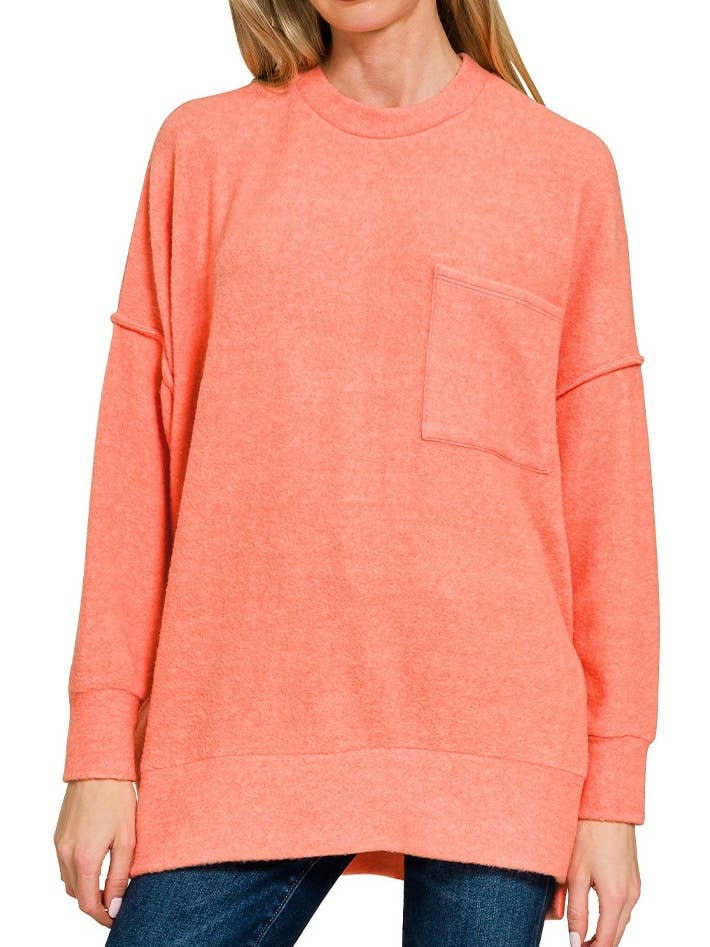 Brushed Melange Drop Shoulder Oversized Sweater for wholesale by Vanilla Monkey