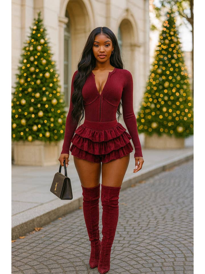 Dalia Studio - Wholesale Romper - Women's - MINERAL WASH ZIP UP TIERED BOTTOM ROMPER5