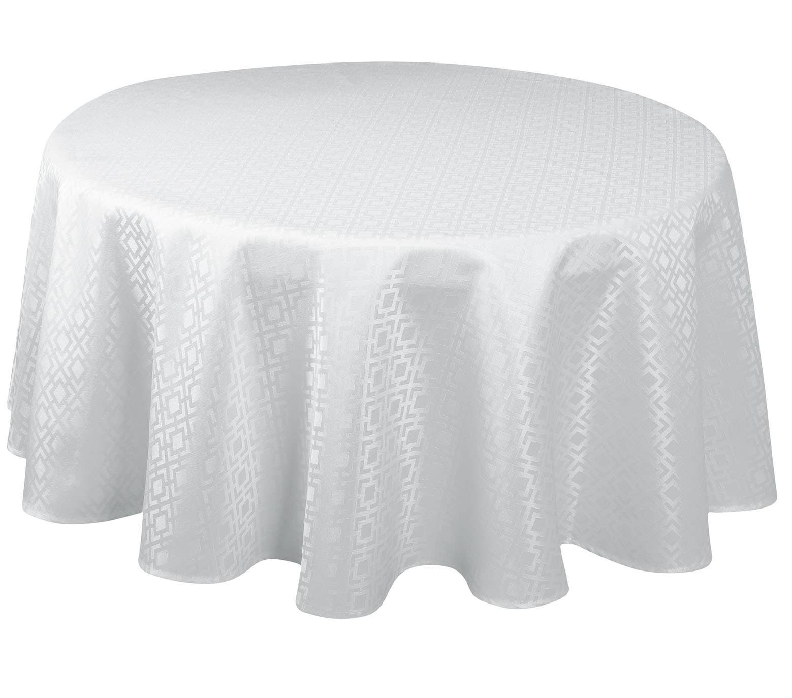 Texstyles Deco Inc. - Vente Nappes - Nappe Quad Jacquard, blanche, 100 % polyester1