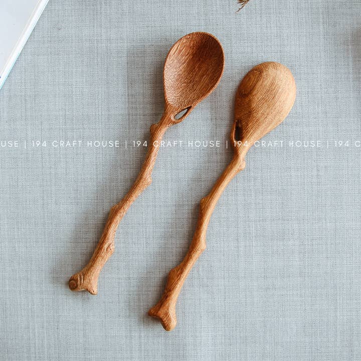 194 Craft House - Wholesale Serving utensil - Handcrafted Twig Wooden Spoon - Kitchen Serving Utensils0