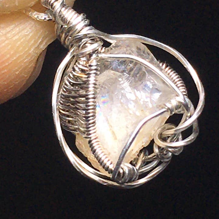 Phenacite Silver Wire-Wrap Pendant #2 for wholesale by Wildheart Crystals