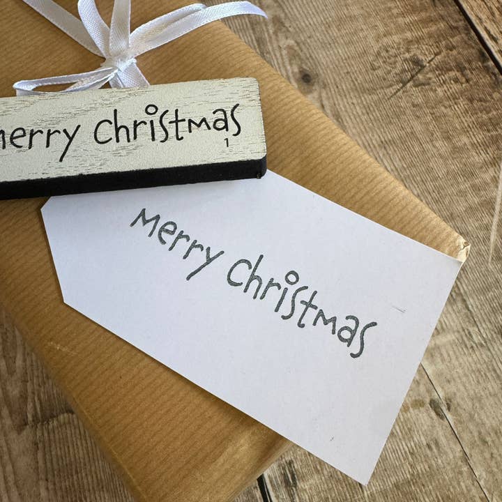 Merry Christmas Rubber Stamp for wholesale by Luck and Luck