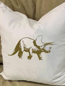 Triceratops Dinosaur Pillow With Feather Insert for wholesale by Monique Perry Art