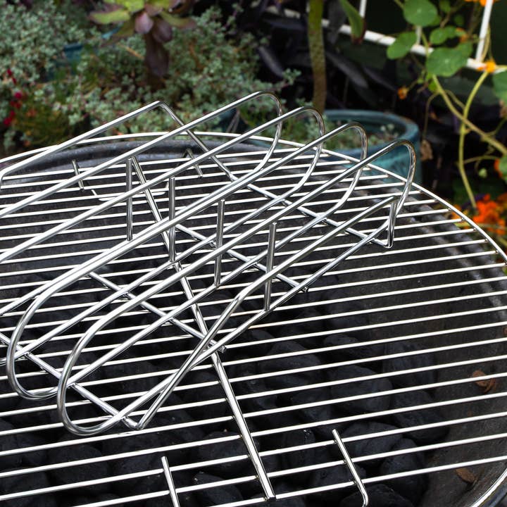 Fox Run Brands - Wholesale Outdoor Grill Tools - Outset XL Stainless Steel Rib Rack, 15.75” x 9.25” x 3.5”