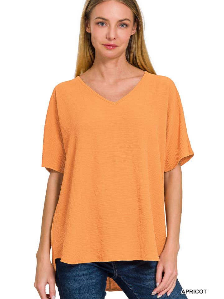 Vanilla Monkey - Wholesale Blouse - Women's - Woven Airflow V-neck Short Sleeve Top