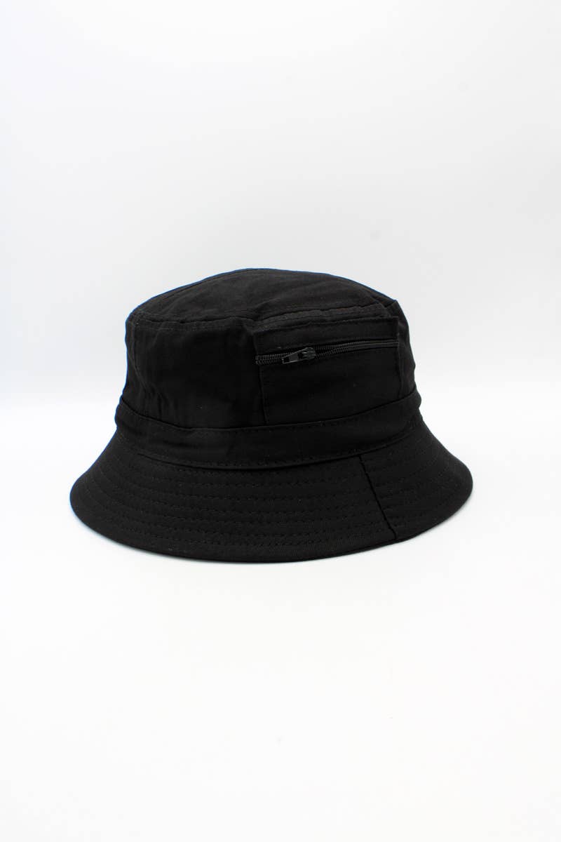 Hologramme Paris - Wholesale Bucket Hat - Unisex - Plain Cotton Classic Bucket Hat with Zip25