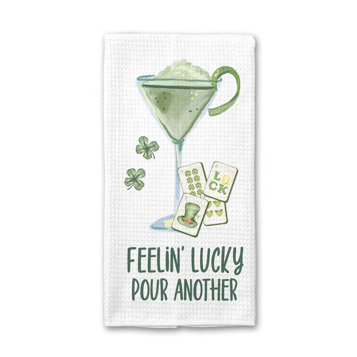 St Patrick Shamrock Mahjong Towel, Cocktail Tile Game Decor for wholesale by Canary Road