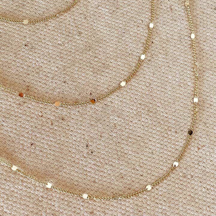 GoldFi - Wholesale Link & Chain Necklace - 18k Gold Filled 1mm Curb Chain With Pressed Details