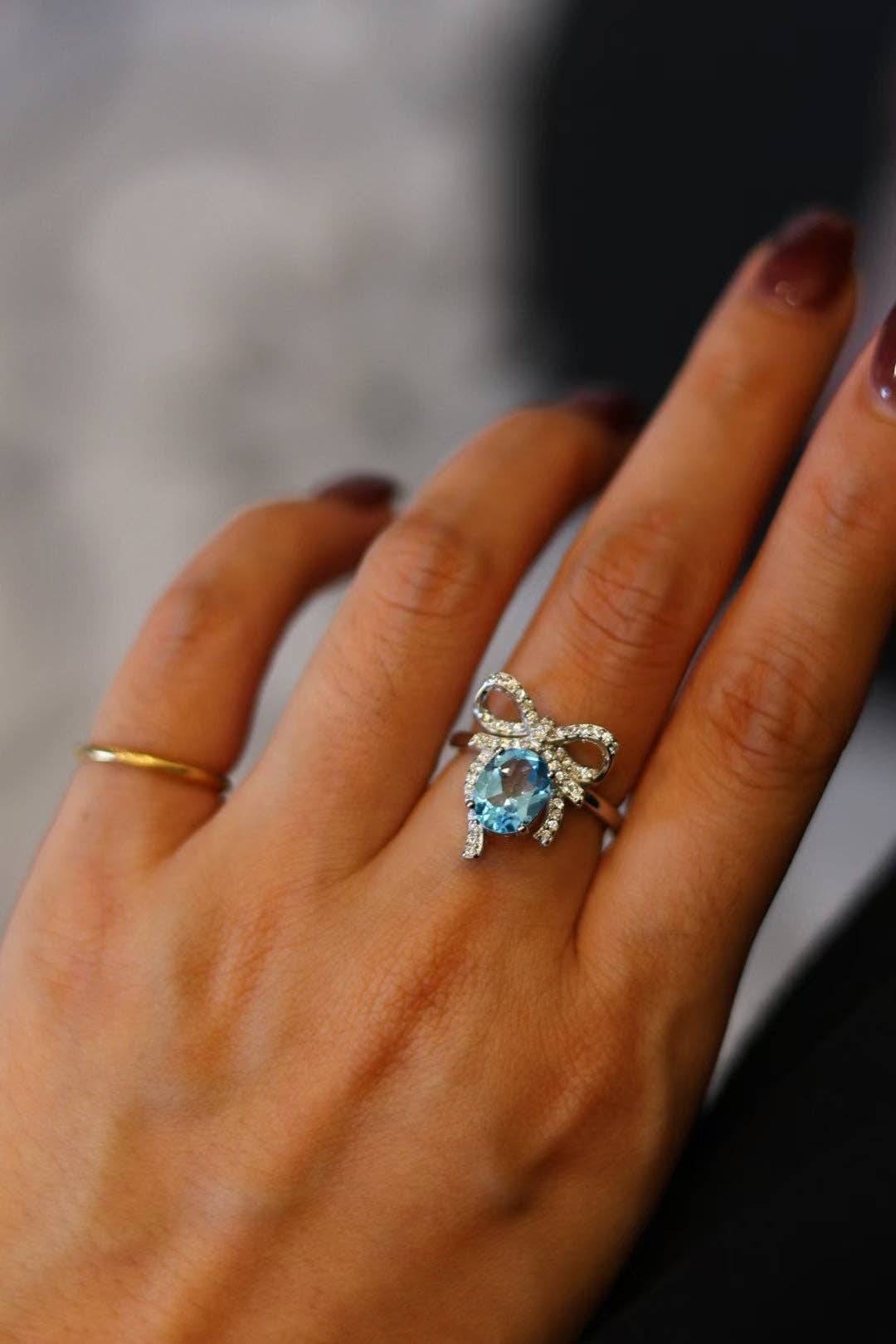 LanLivia - Wholesale Cocktail/Statement Ring - Princess Style Blue Topaz Rings - adjustable0