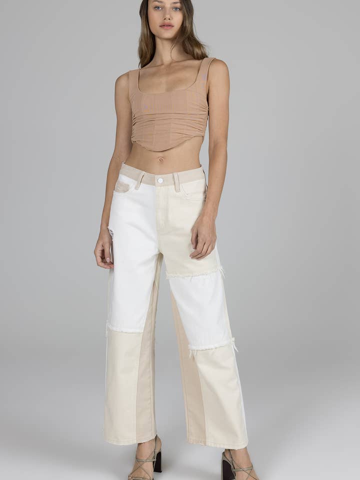 Culotte large taille super haute CW5077 Color Block pour la vente par Ceros Jeans