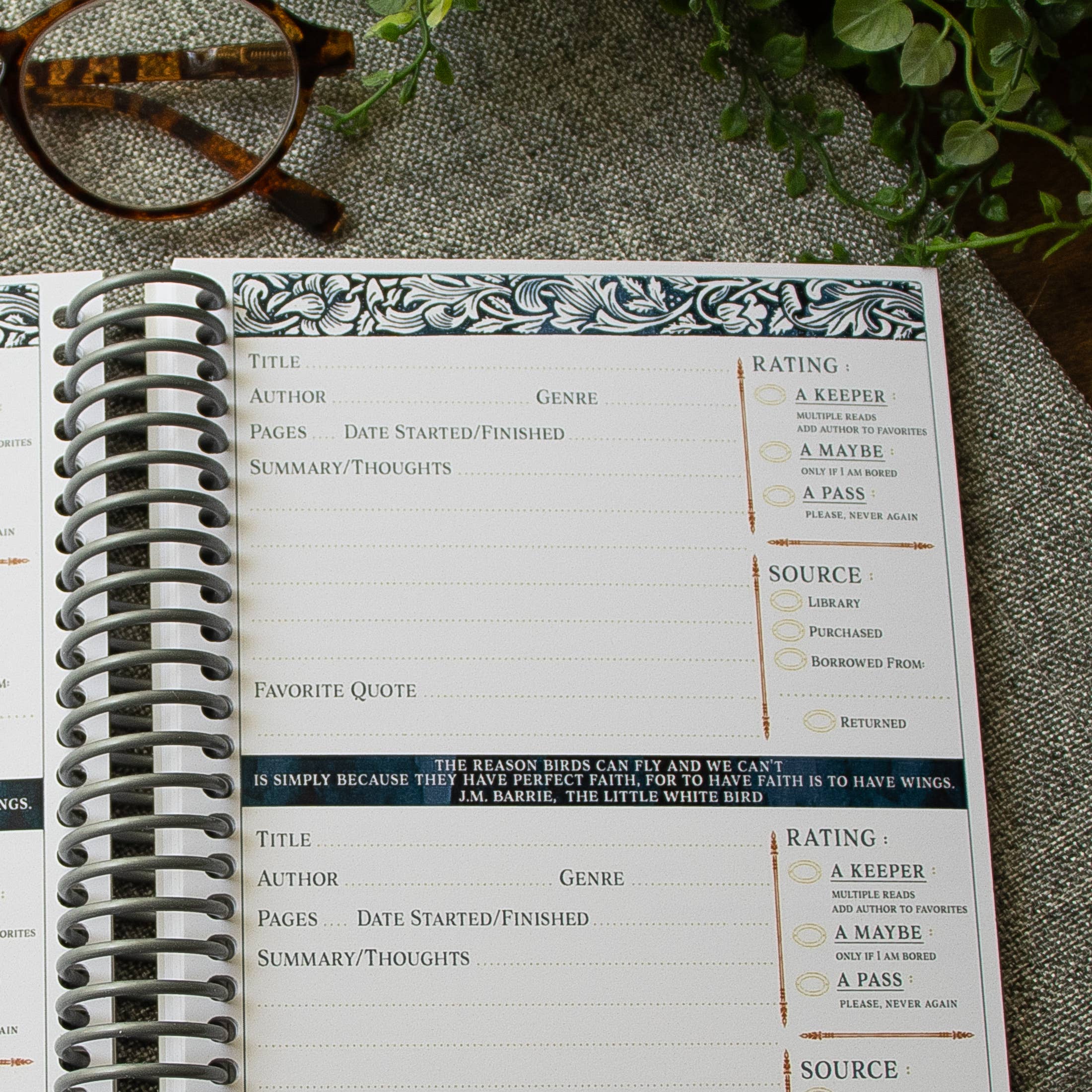 Sunshine and Ravioli - Wholesale Journal/Diary - Strawberry Thief Book Review Reading Journal 3