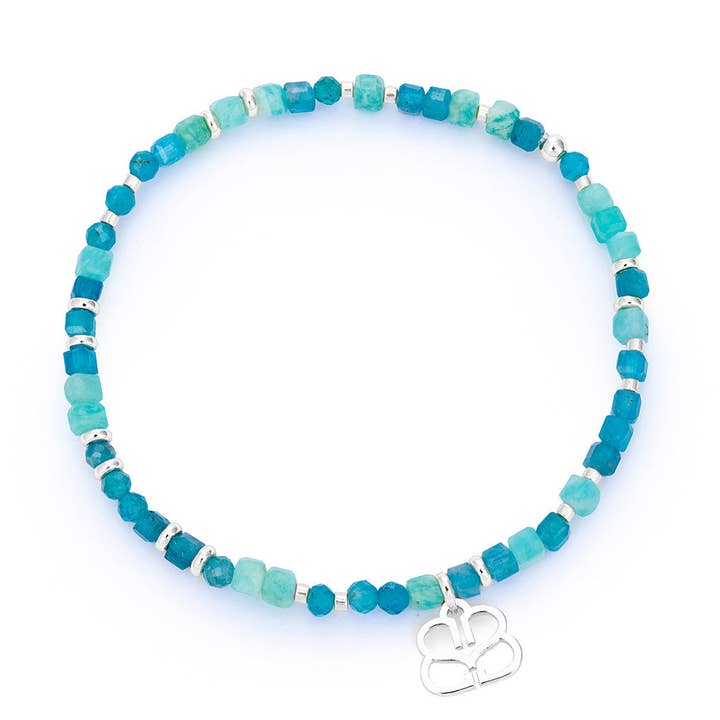 Bracciale con Perle in Argento di Amazzonite Viola e Apatite per la vendita all'ingrosso da parte di Boho Betty