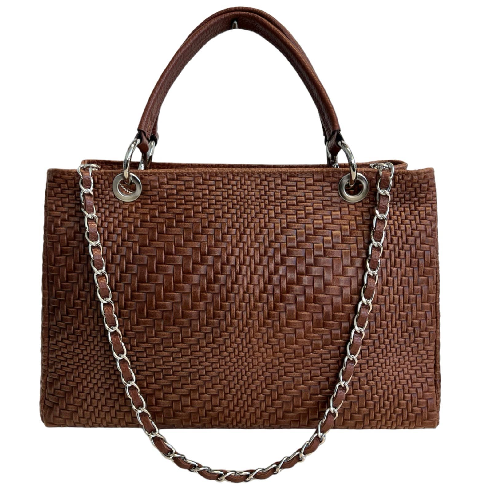 MODARNO - Vente Sac à main avec poignée sur le dessus – femme - Sac à main femme MODARNO en cuir véritable tressé avec bandoulière21