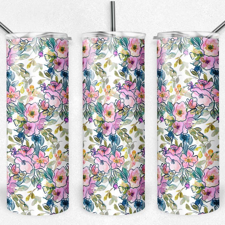 Floral Tumbler, Flower Tumbler, Cute Tumbler for wholesale by So Peachy Designs