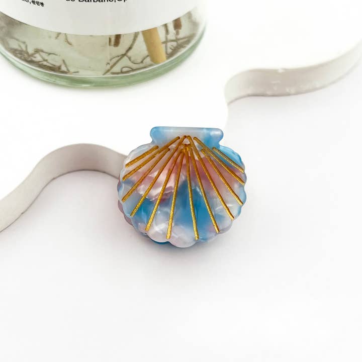 mildstyles - Wholesale Hair Clip - Women's - Cute Mini Small Shell with Gold Line Acetate Hair Claw Clip2