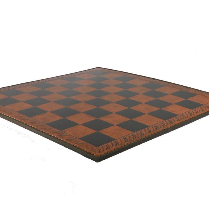 Chess Board - 23" Brown & Black Faux Leather Board 2.25" Squares. for wholesale by WorldWise Imports