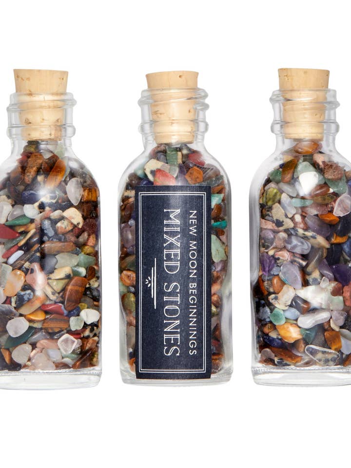 Mixed Gem Bottle - Polished Chips of Mixed Crystals & Stones for wholesale by New Moon Beginnings