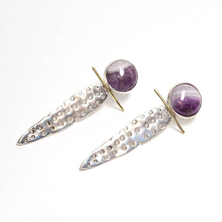 Amethyst Øreringe for engroshandel hos Dora kapousouzi Jewellery