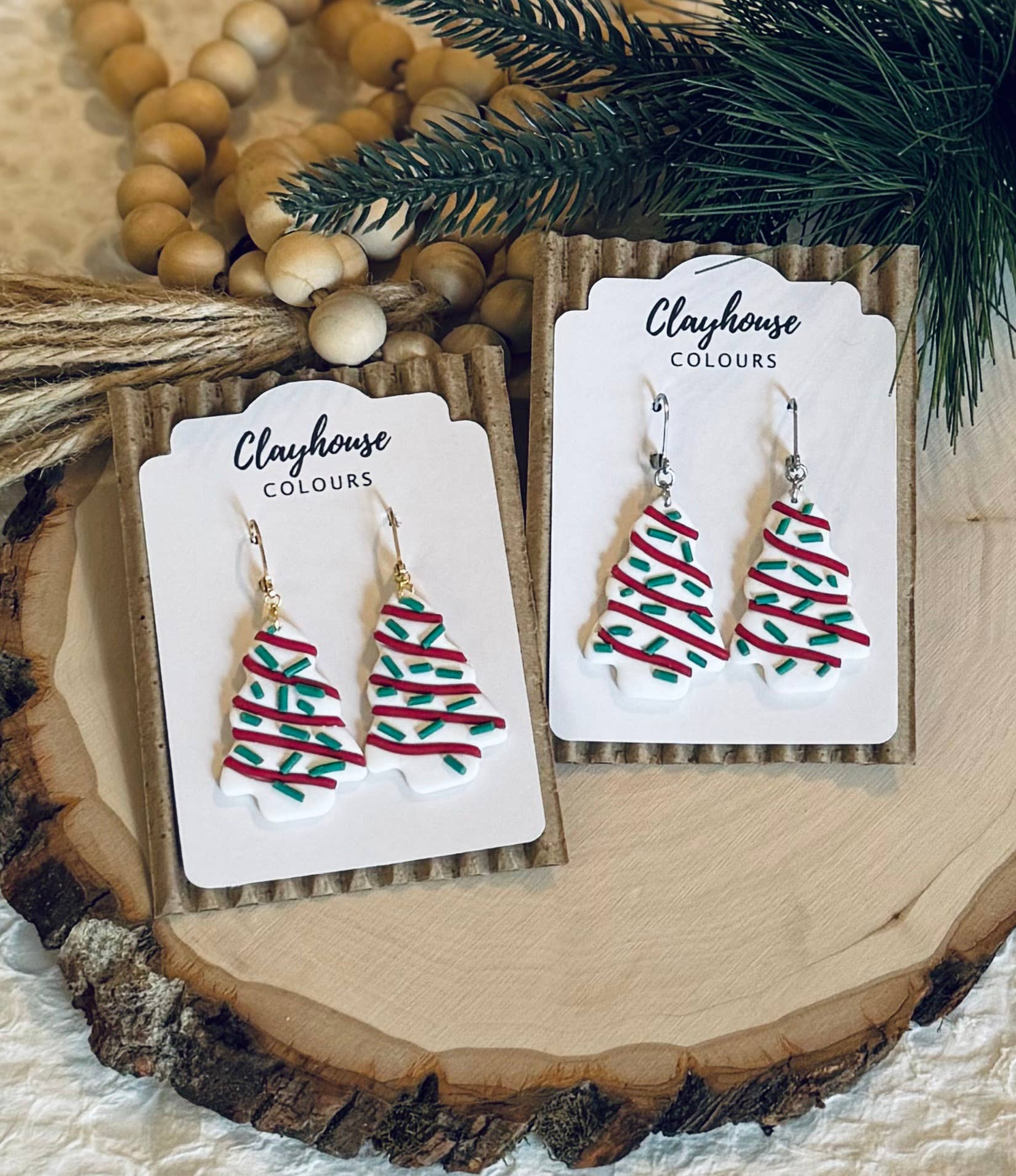Clayhouse Colours - Wholesale Dangle Earrings - Christmas Tree Cakes Earrings  2
