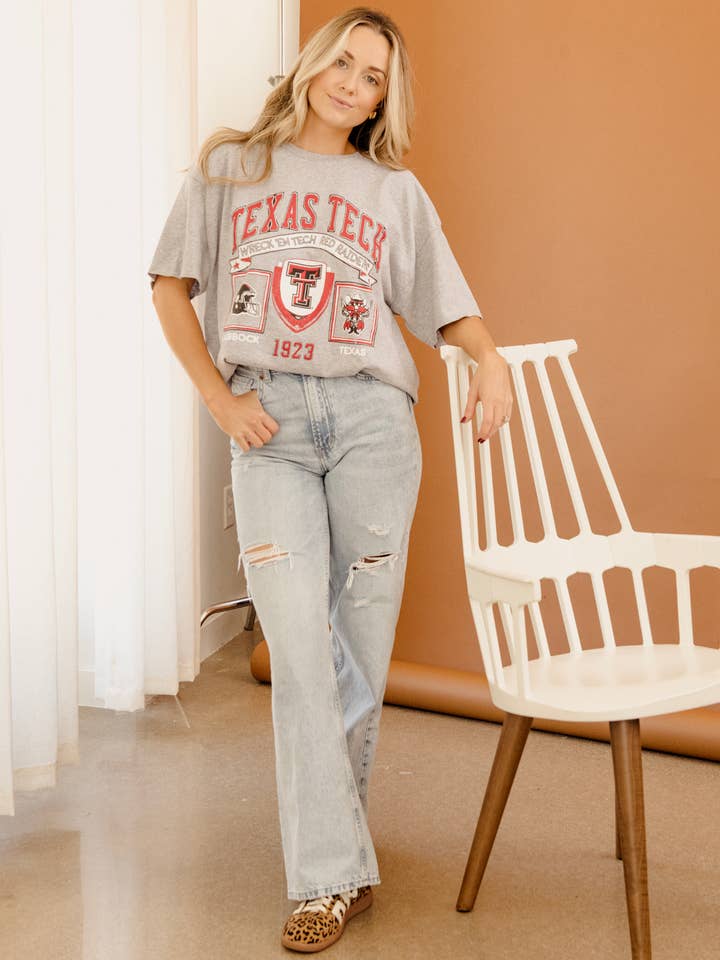 Texas Tech Red Raiders Prep Patch Gray Thrifted Tee for wholesale by LivyLu
