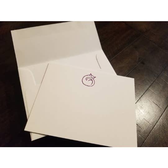 Set di notecard tipografici Kitty per la vendita all'ingrosso da parte di Ancora Letterpress