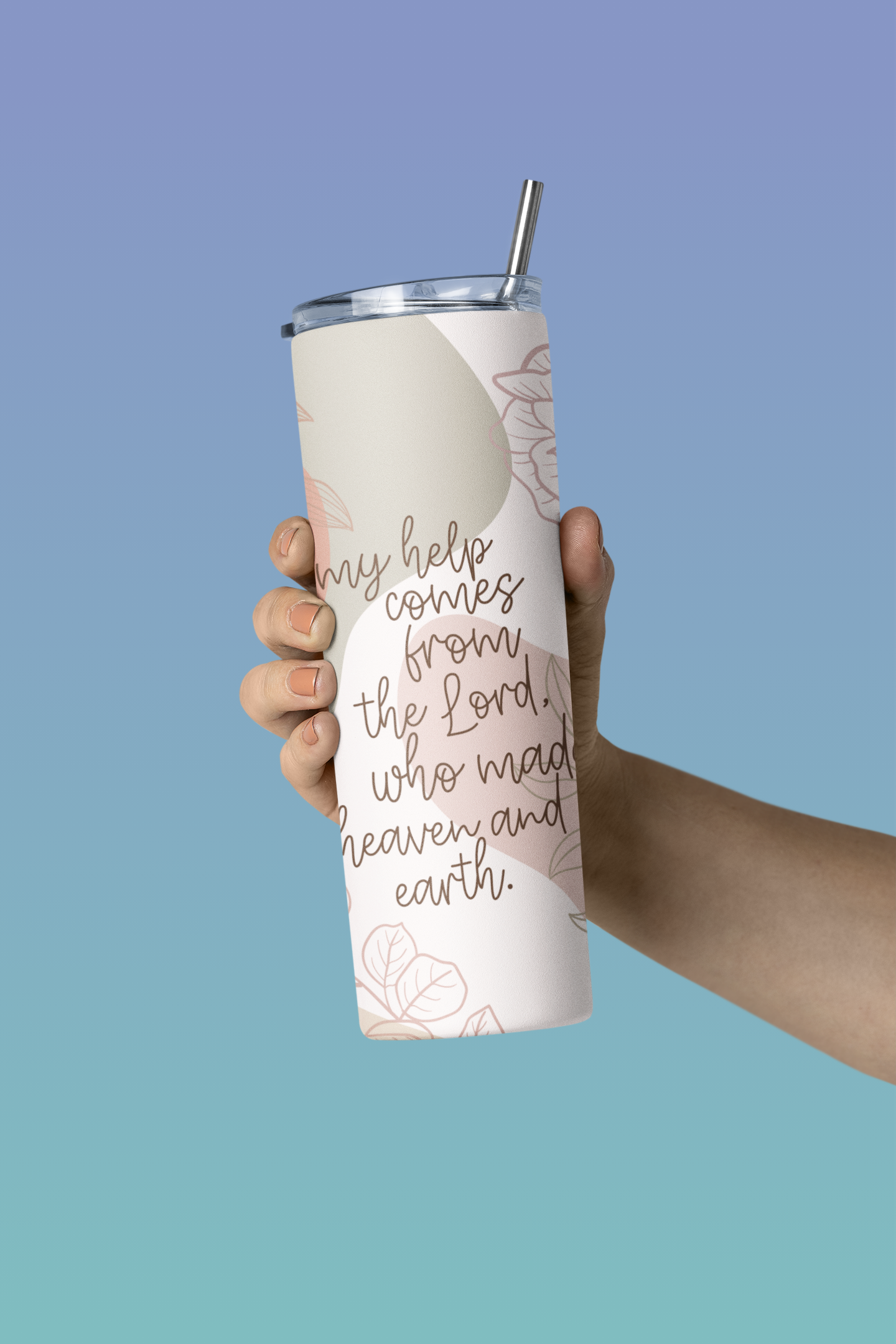 Faith & Life Christian Brands - Wholesale Insulated Mug/Tumbler - My Help Comes from the Lord Stainless Steel Skinny Tumbler B3