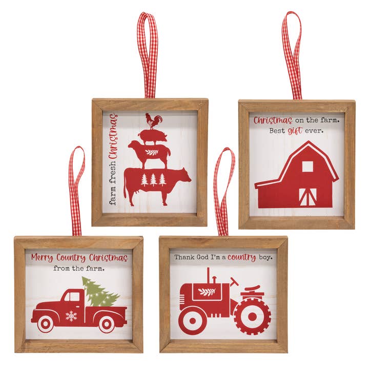 Farm Fresh Christmas Hanging Frame - 4 Asstd. for wholesale by The Hearthside Collection