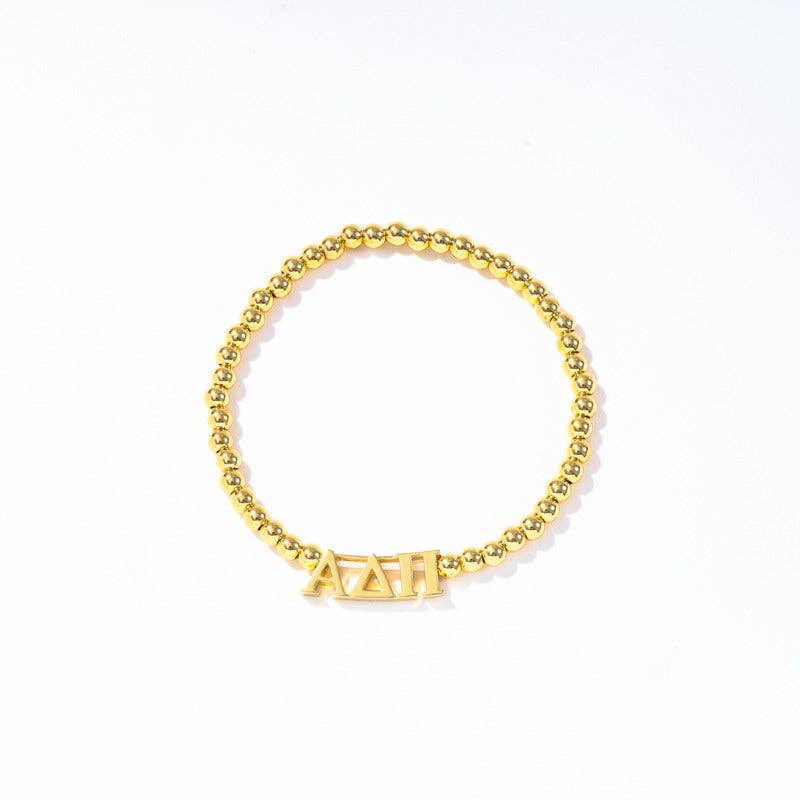 Color Shout - Wholesale Beaded Bracelet - B211 - Sorority: Gold Beaded Bracelet with Greek Letters on Stretch Cord22