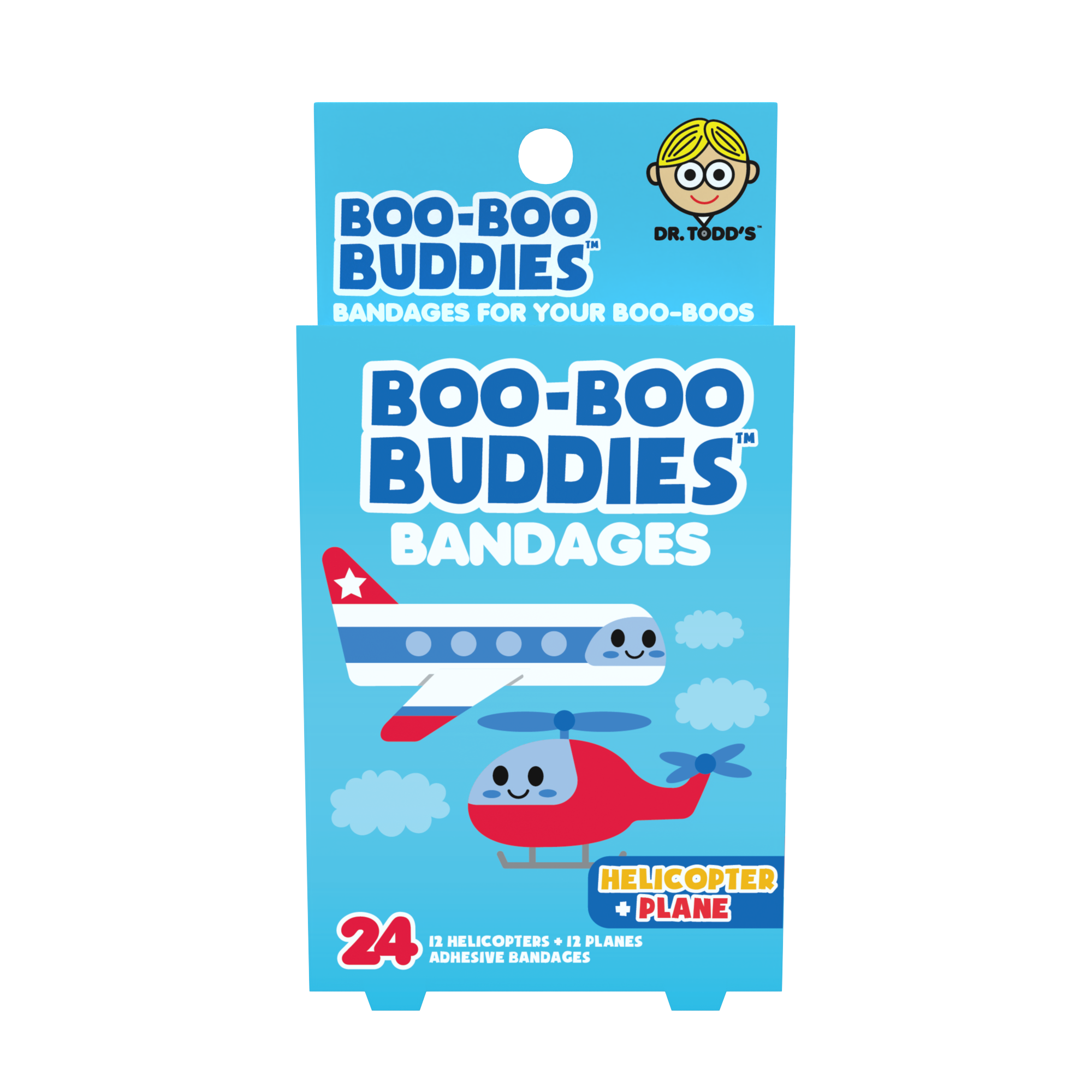 Boo Boo Buddies - Vente Pansement/bandage - Pansements pour enfants – Hélicoptère + Avion (24 unités, sans latex)2
