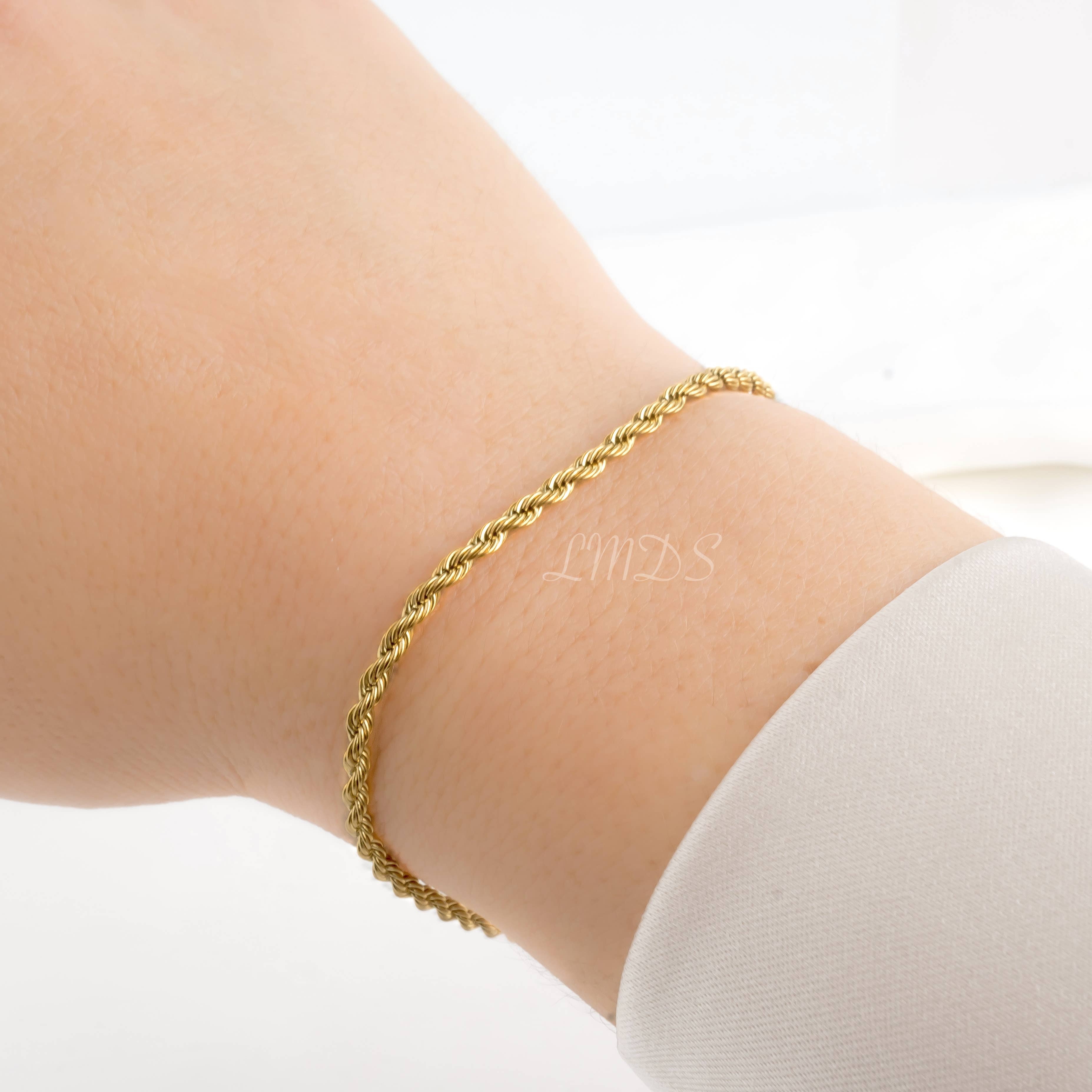 Blueyejewelry - Wholesale Link & Chain Bracelet - Rope Chain Bracelet - 2.5 MM Twisted Chain Bracelet 1