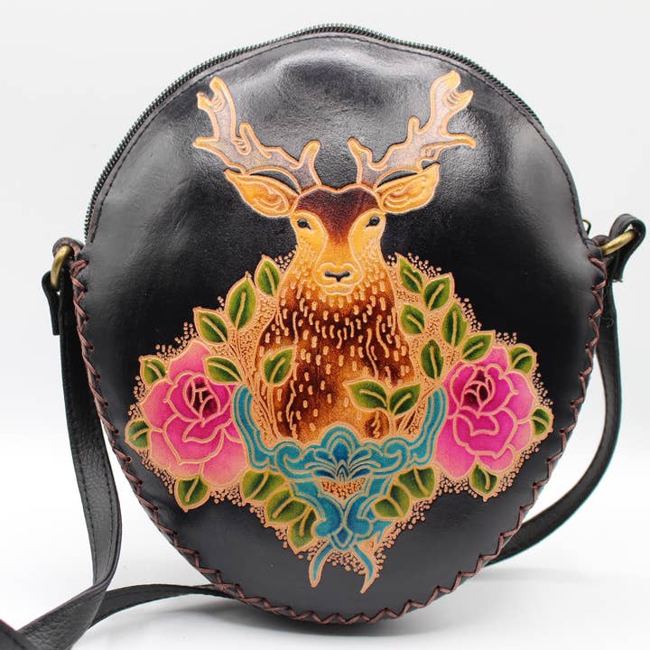 Sunflower Handmade leather inc - Wholesale Crossbody Bag - Women's - xle016 large reindeer purse pouch crossbody )
