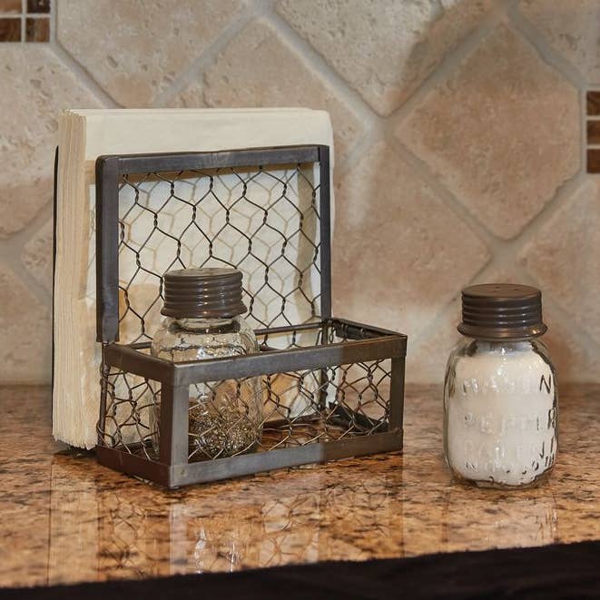 Chicken Wire Salt, Pepper & Napkin Holder for wholesale by Park Designs