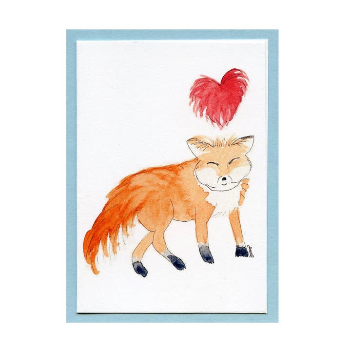 Fox Love Enclosure Card for wholesale by Zucchini Fish