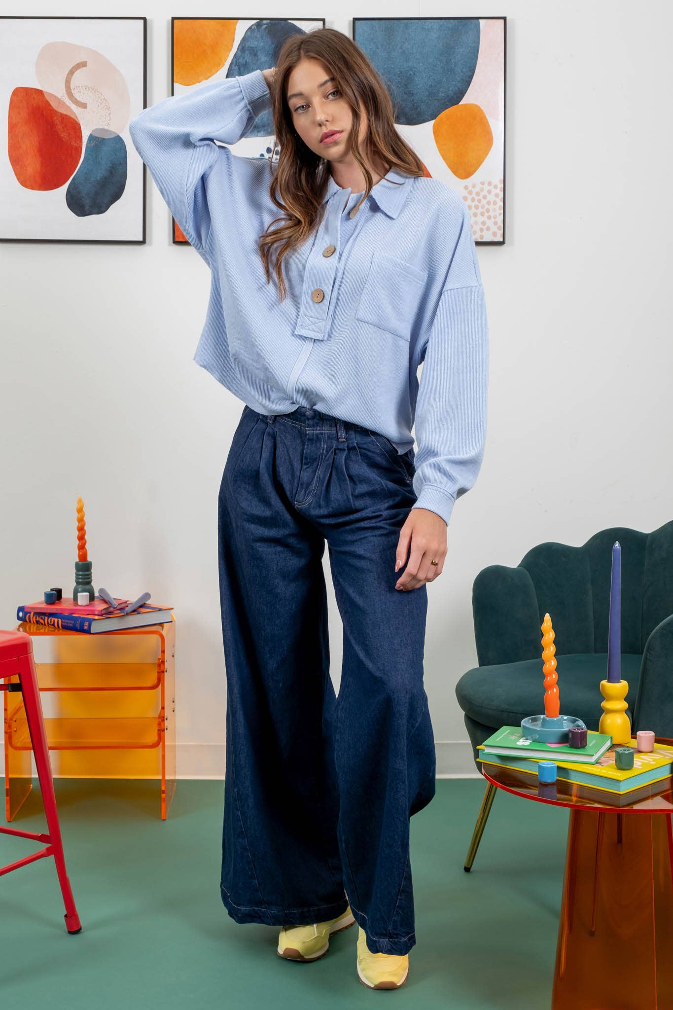 Blu Pepper - Venta al por mayor Jersey corto de punto - Mujer - TOP DE PUNTO CON CUELLO Y BORDES CRUDOS42