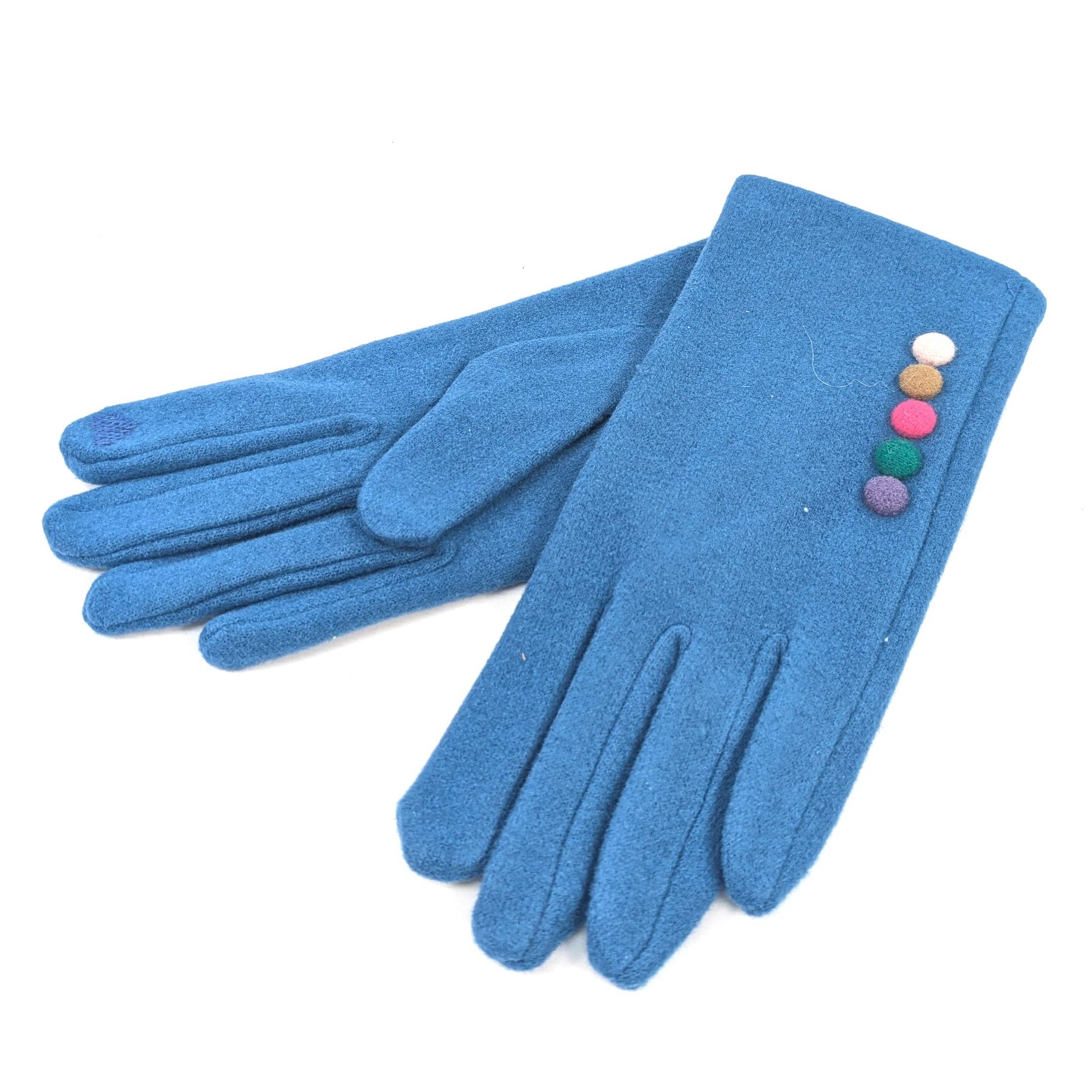 Black Ginger – wholesale Gloves – Women's – Buttoned Gloves - Blue3