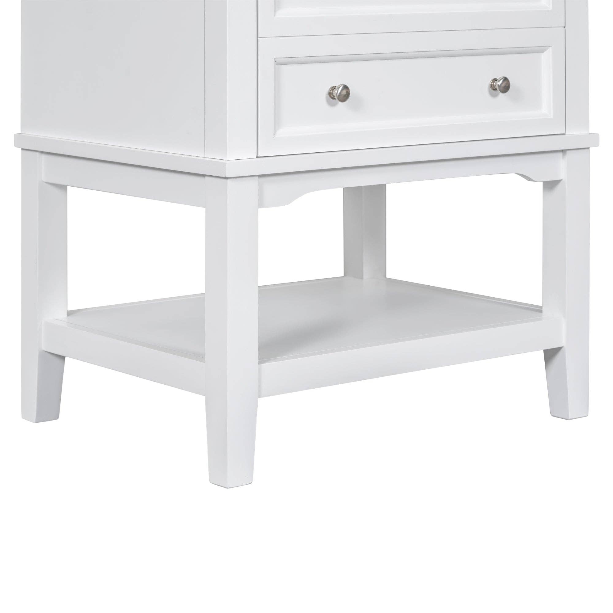 Orange County Decor - Wholesale Cabinet - 24" Bathroom Vanity With Sink, Bathroom Storage Cabinet With Drawer And Open Shelf, Solid Wood Frame, White White Solid Wood Mdf23