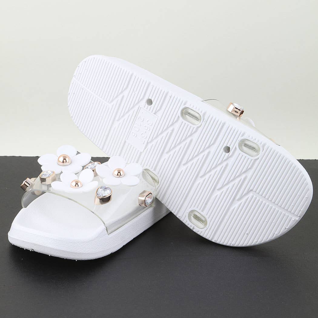 3AM BY H&D ACCESSORIES – Engroshandel Hjemmesko - Børn – BØRN Lyserøde Juvelbesatte Blomst Charm Tøfler7