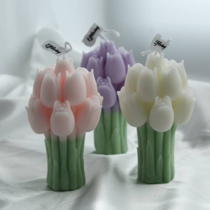 Candela Bouquet di Tulipani, Decorazione per la Casa, Candela Floreale Fatta a Mano per la vendita all'ingrosso da parte di Effiliving