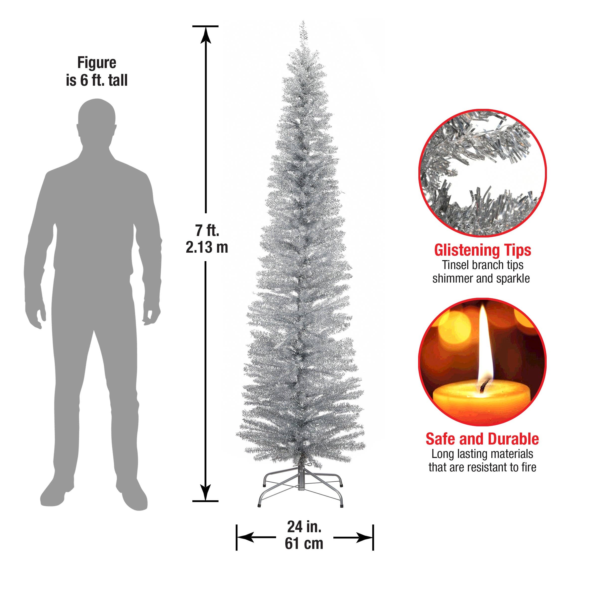 National Tree Company - Wholesale Artificial Christmas Tree - 7 ft. Tinsel Collection Silver Tree6